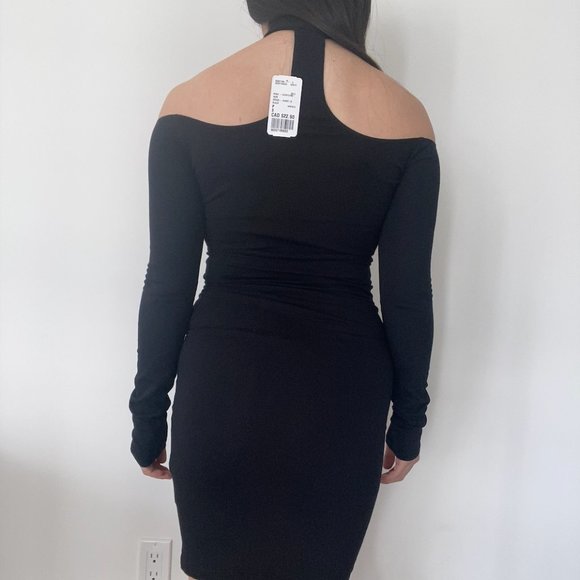 [NWT] Black Bodycon Choker Off-Shoulder Dress - Picture 4 of 5